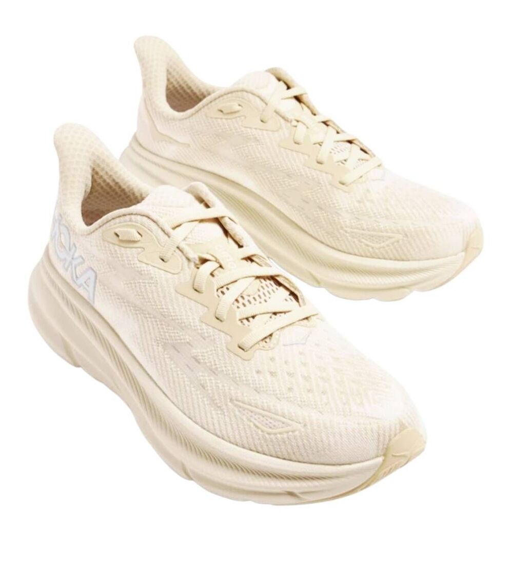 Hoka One One Sneakers Women's 8 Cream Clifton 9 Running Lightweight Neutral